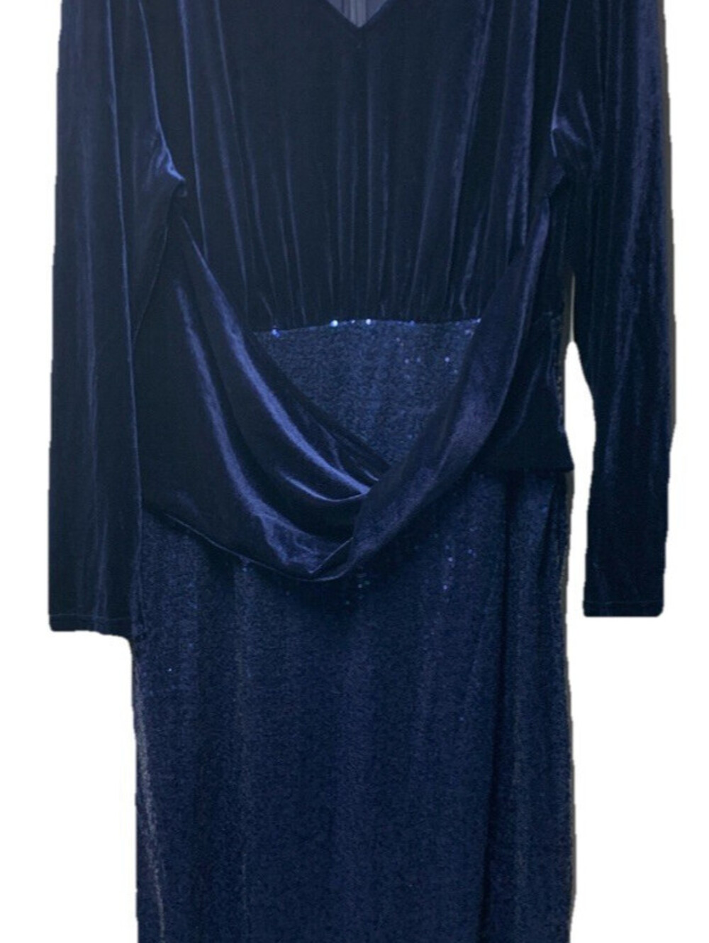 Hanna Nikole Women's Plus Size Velvet Side Slit Sequin Dress V Neck - Size 20W